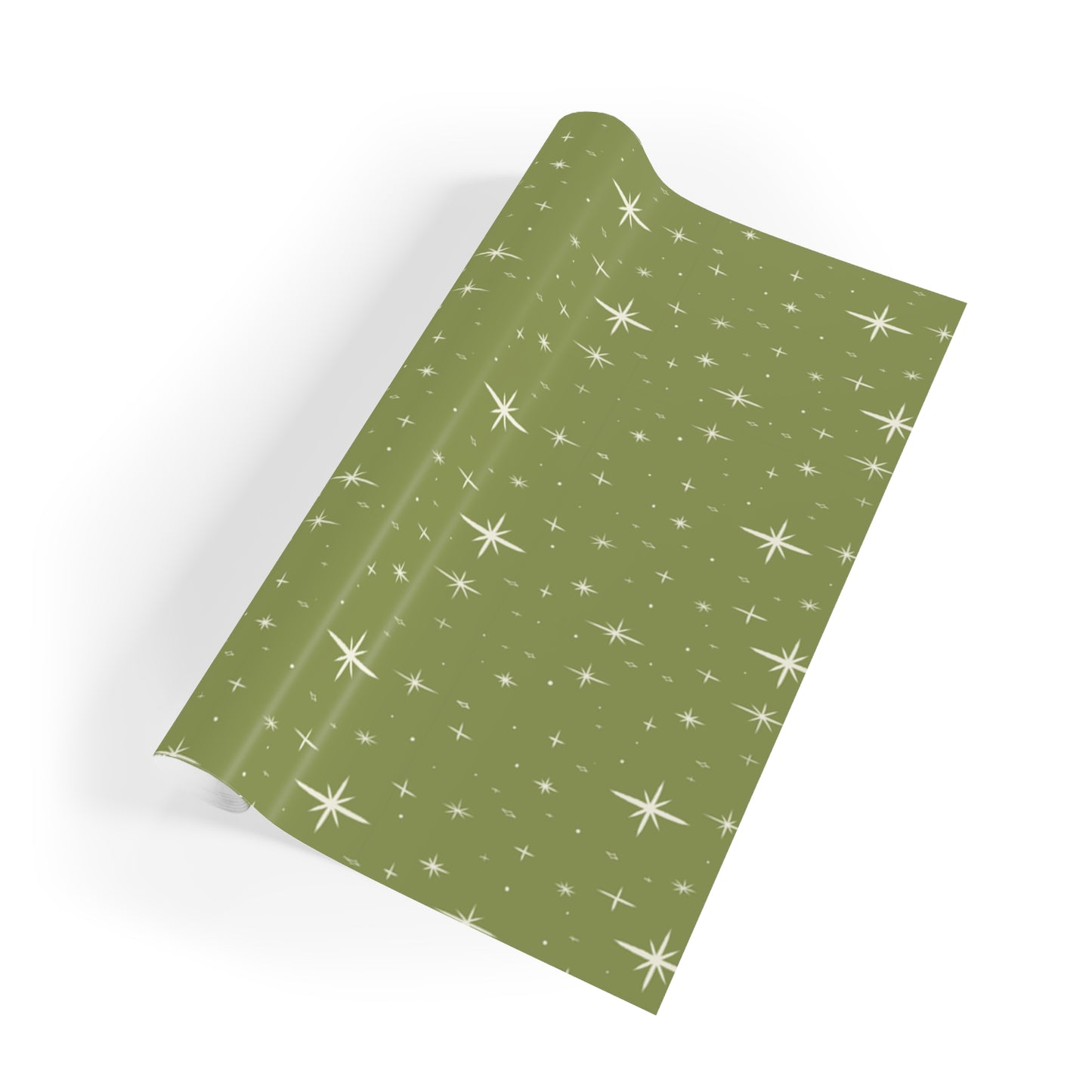 Green Stars Gift Wrapping Paper Rolls, 1pc