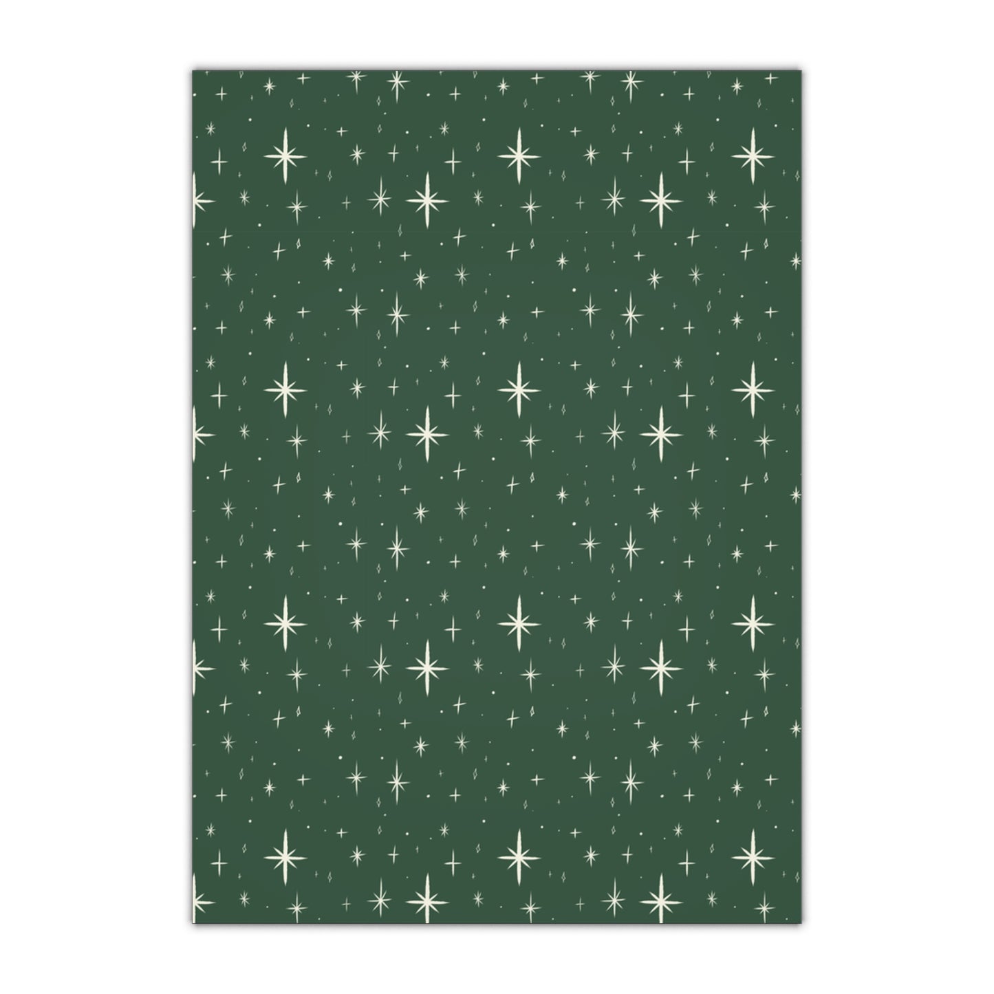 Dark Green Stars Gift Wrapping Paper Sheets, 1pc