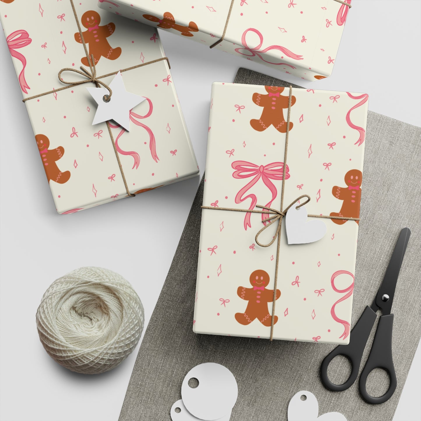 Gingerbread Men Gift Wrapping Paper Sheets, 1pc