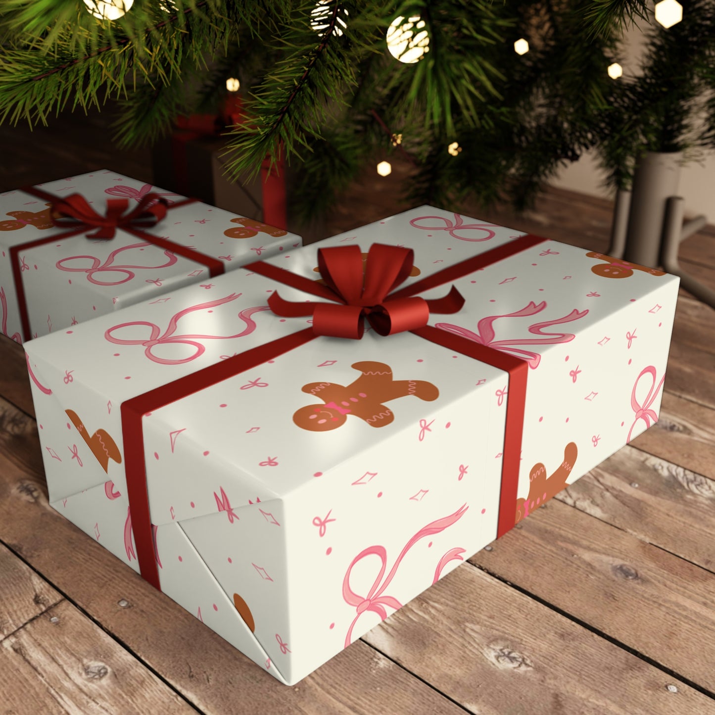 Gingerbread Men Gift Wrapping Paper Sheets, 1pc
