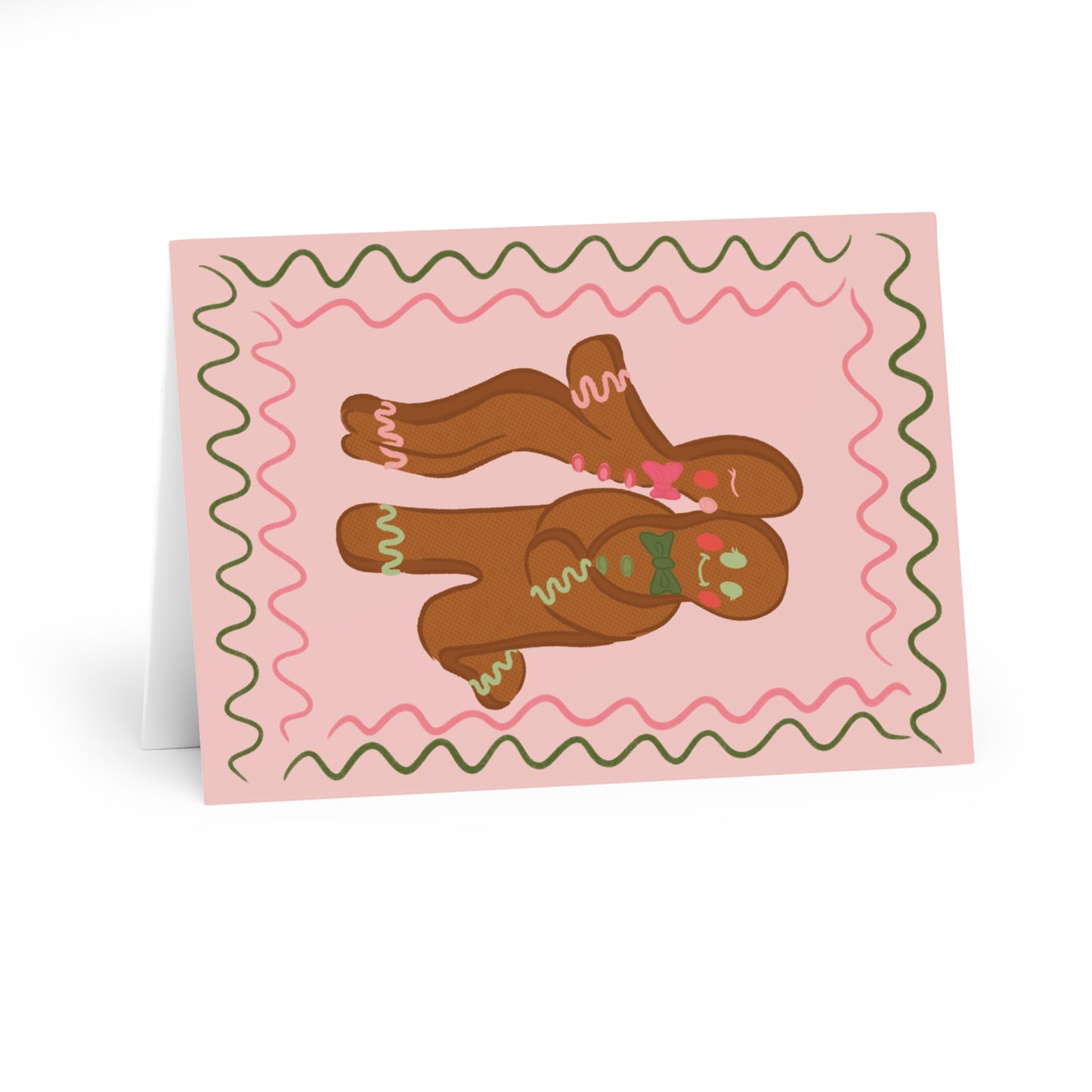 Kissing Gingerbread Men Christmas Cards (5 Pack)