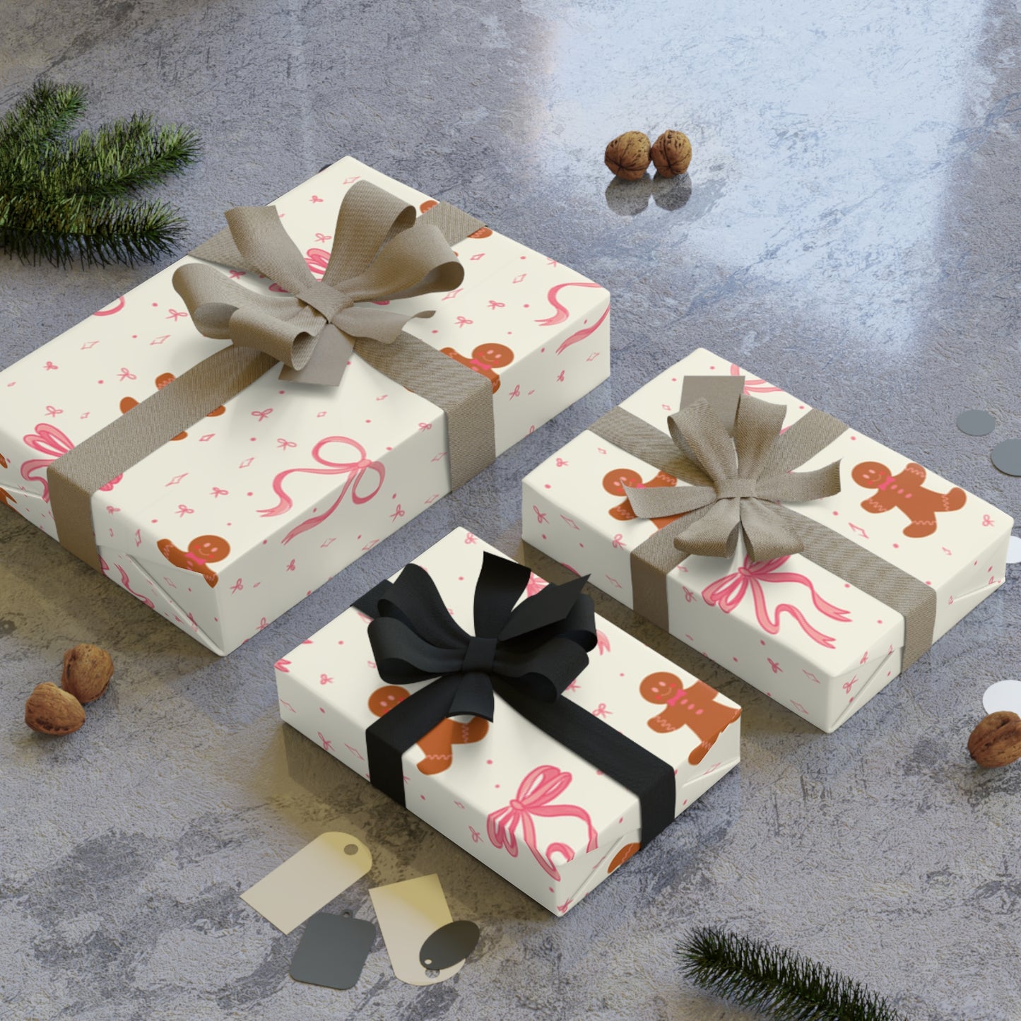 Gingerbread Men Gift Wrapping Paper Rolls, 1pc