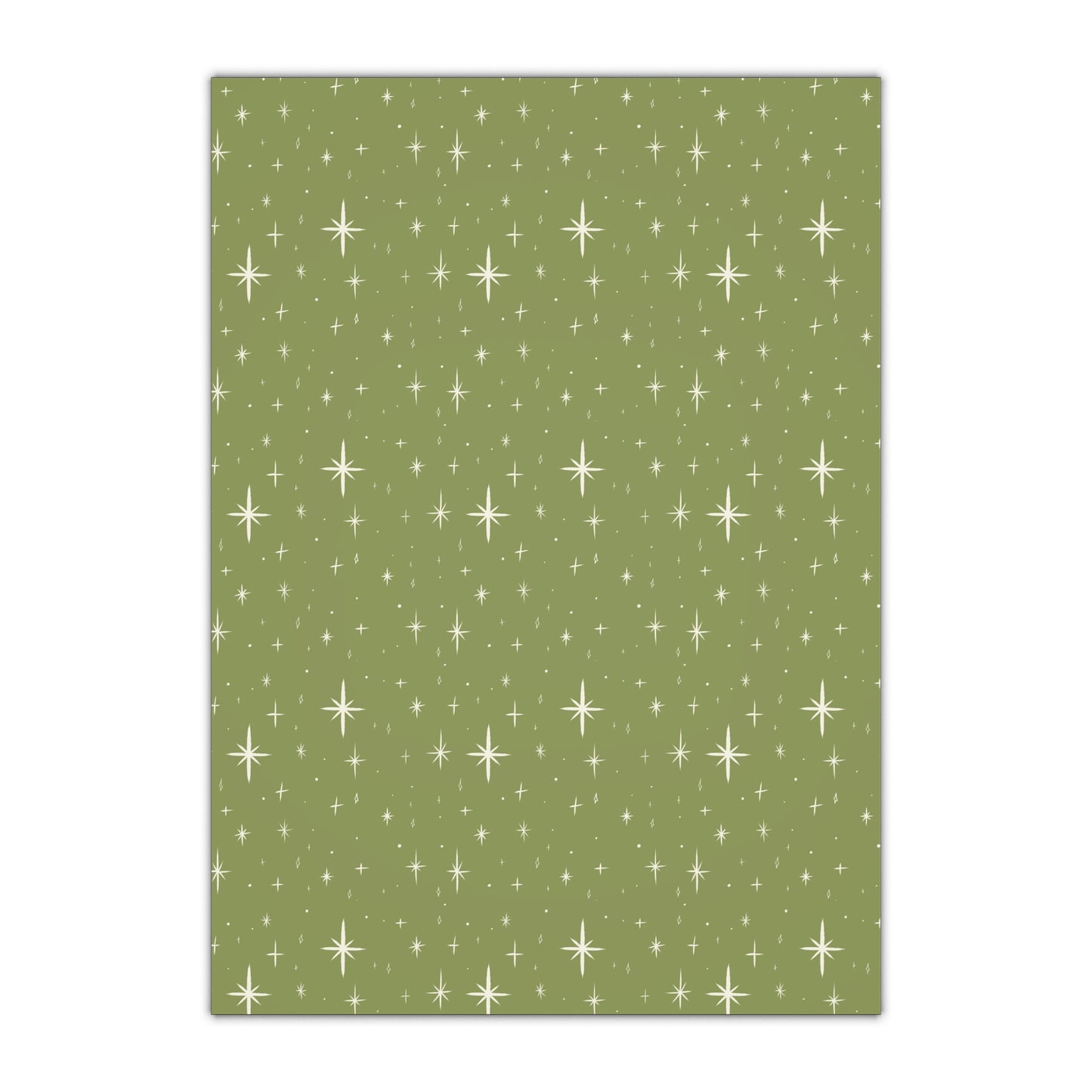 Green Stars Gift Wrapping Paper Sheets, 1pc