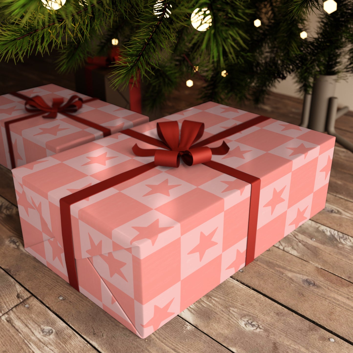Check star wrapping paper sheets
