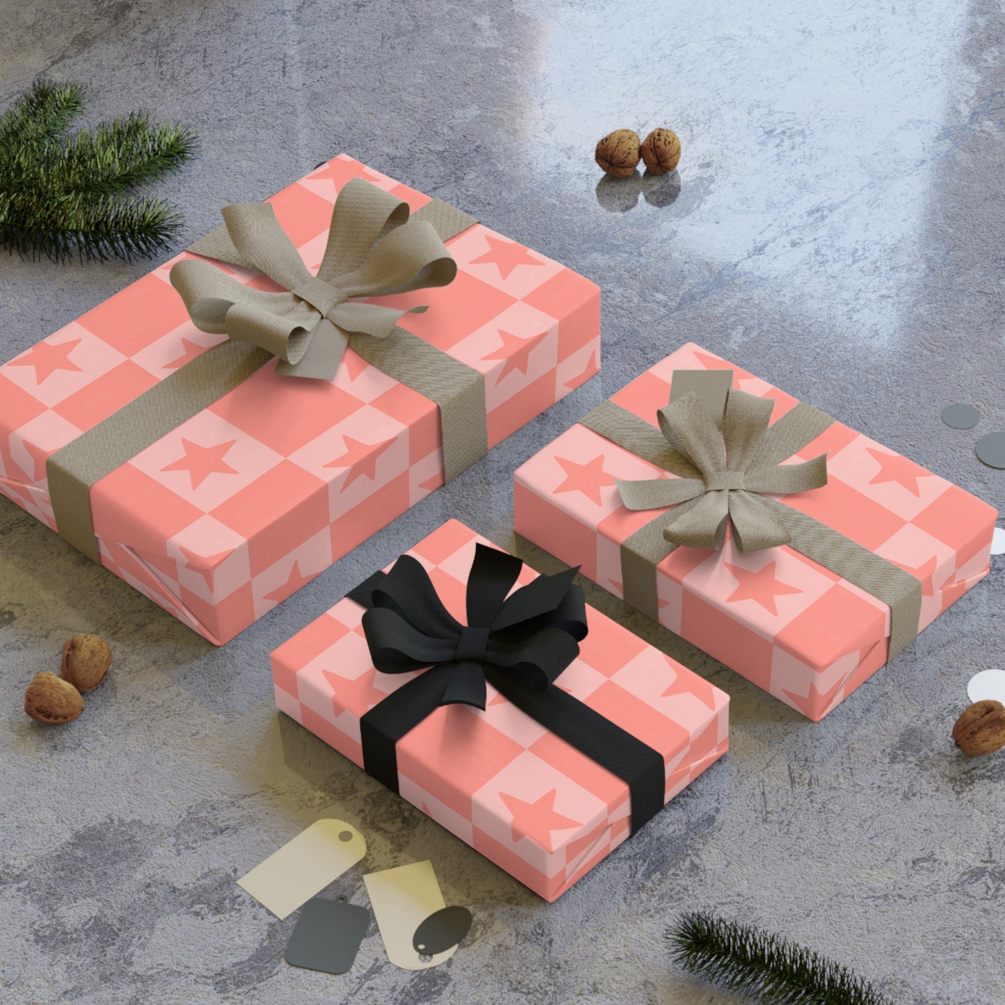 Check star wrapping paper roll