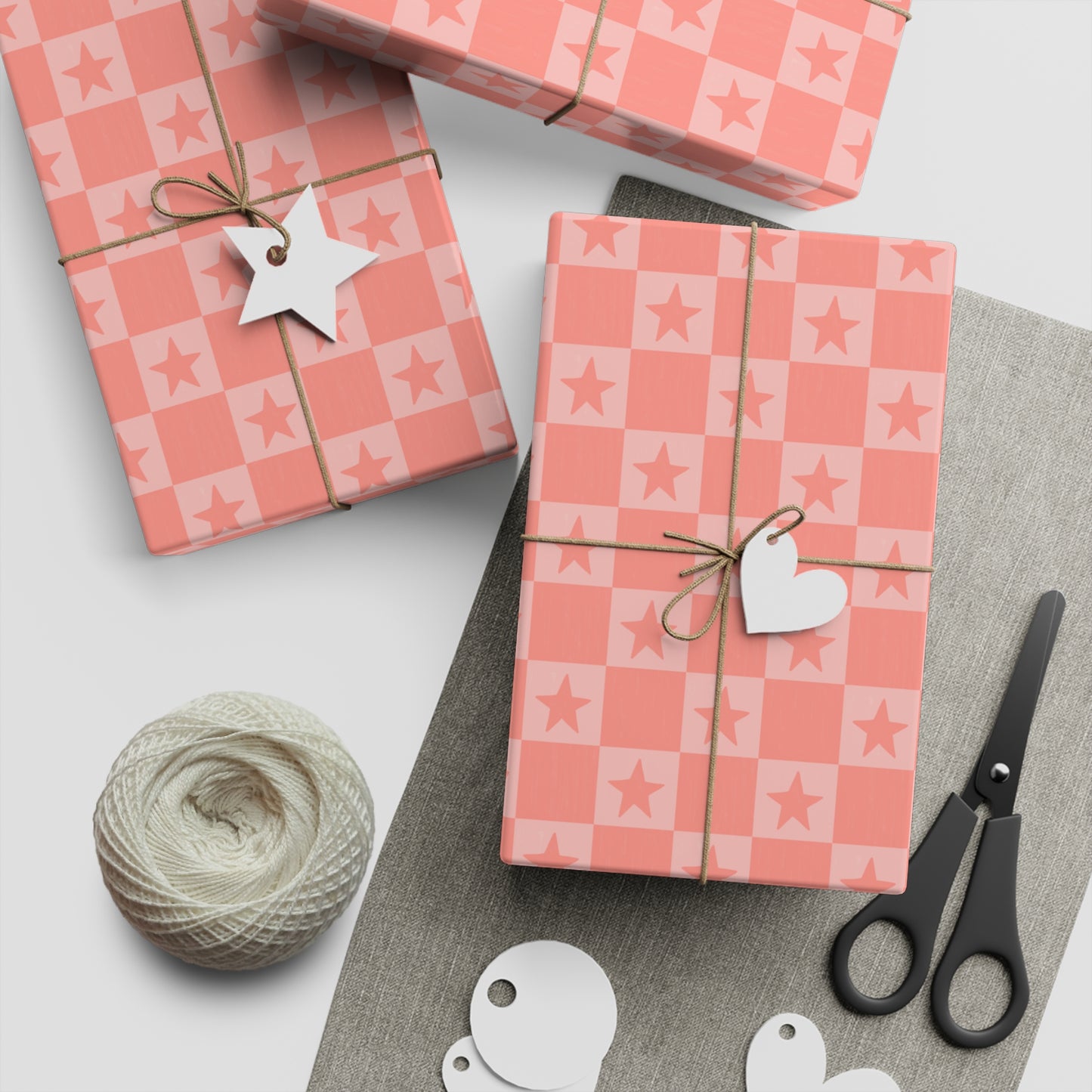Check star wrapping paper sheets