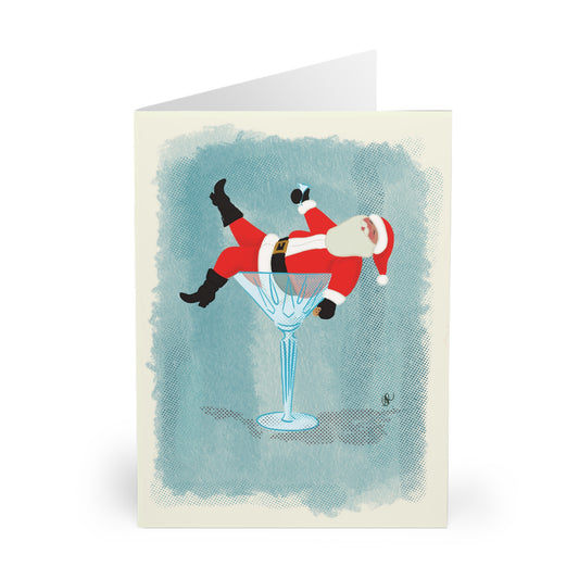 Festive Santa Martini Christmas Cards (5 Pack)