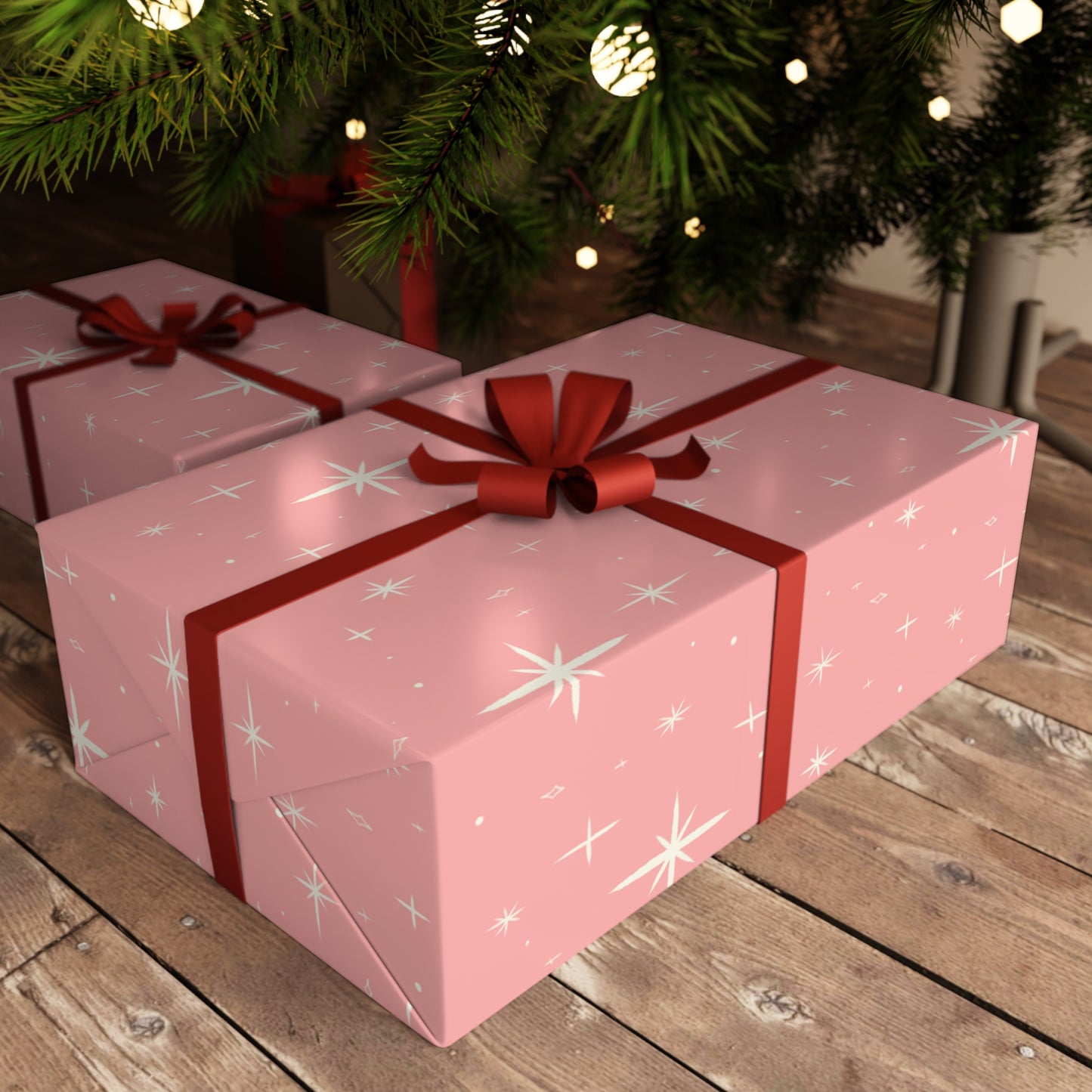 Pink Stars Gift Wrapping Paper Sheets, 1pc