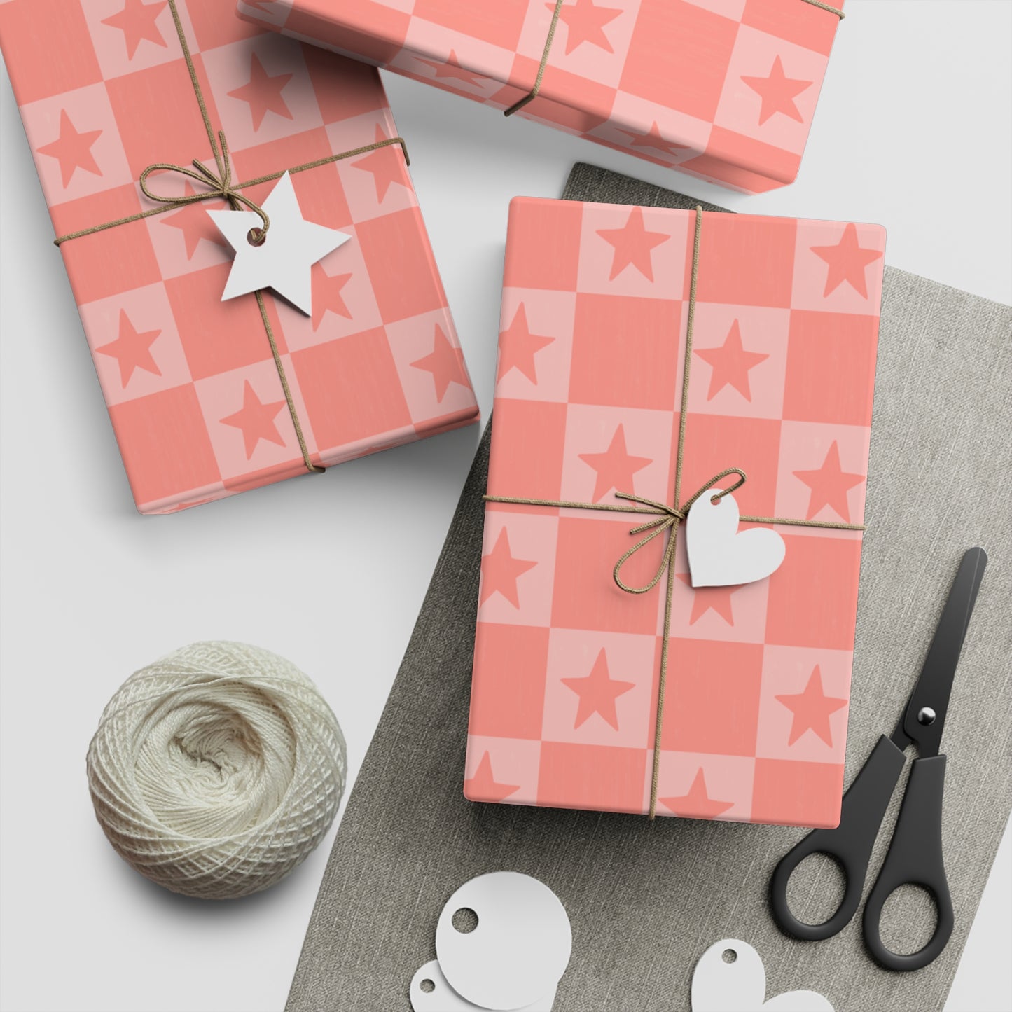 Check star wrapping paper sheets
