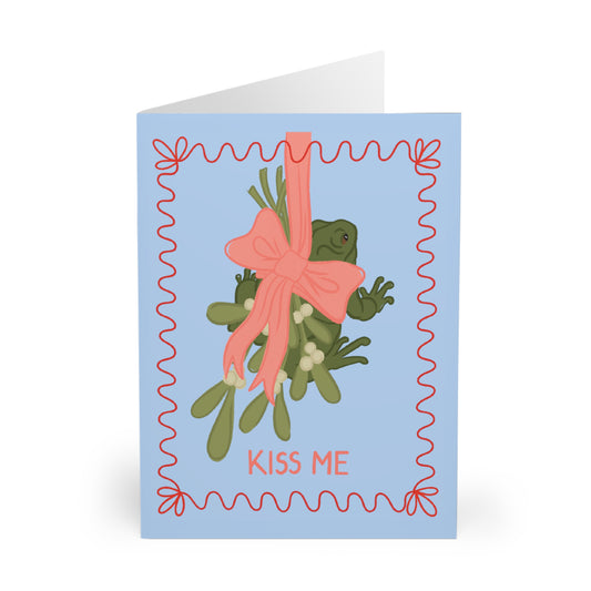 Kiss Me Under the Mistletoad Christmas Cards (5 Pack)