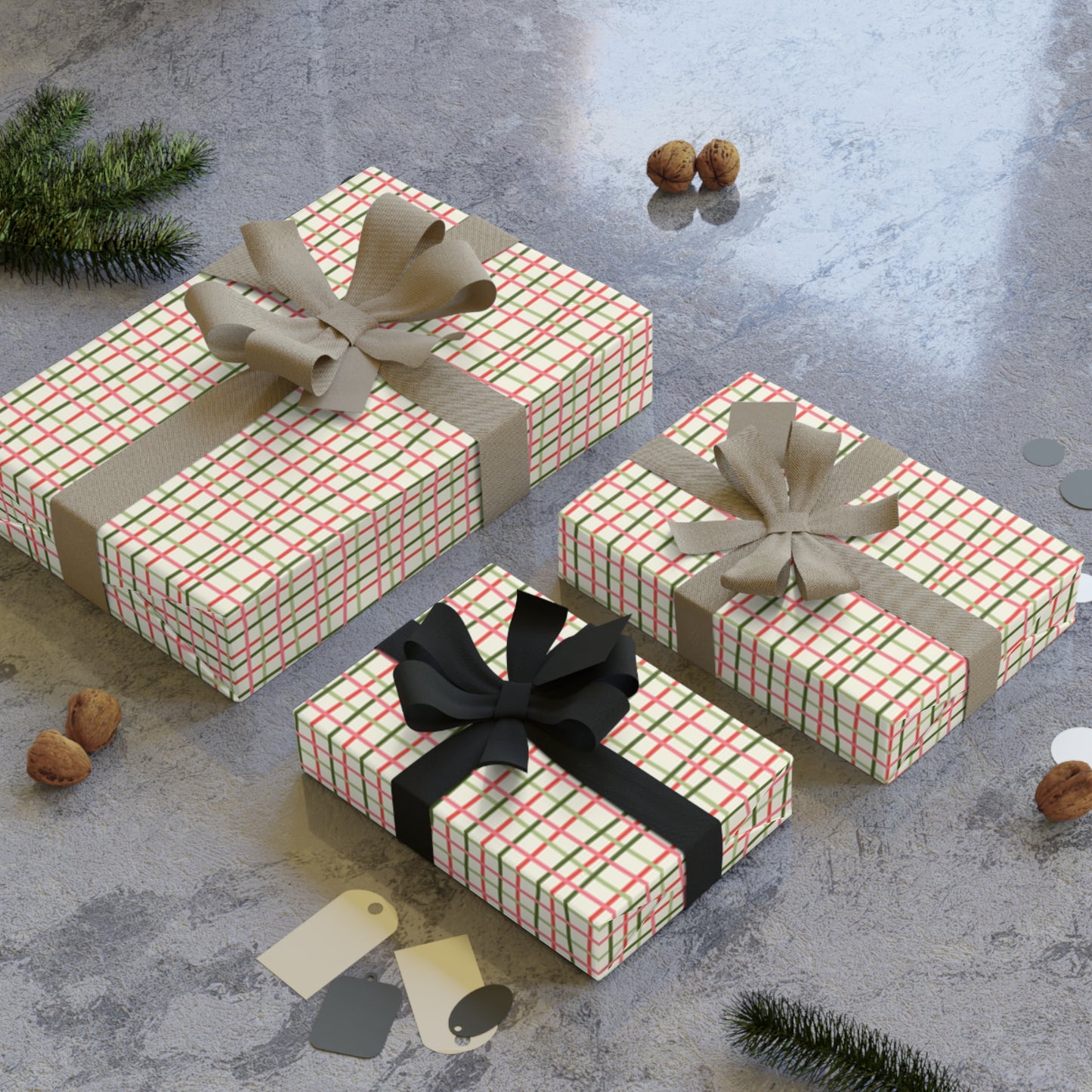 Check Christmas Wrapping Paper Roll