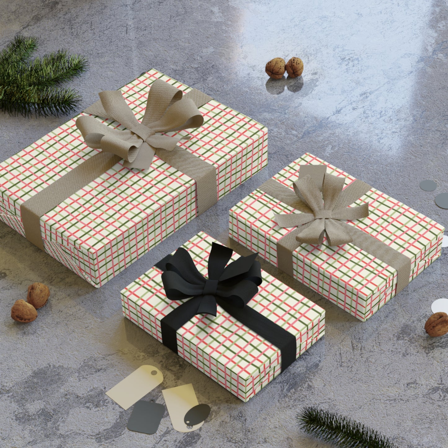 Check Christmas Wrapping Paper Roll