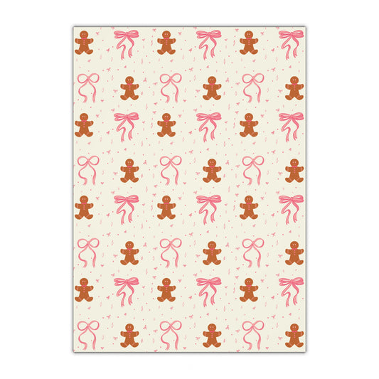 Gingerbread Men Gift Wrapping Paper Sheets, 1pc