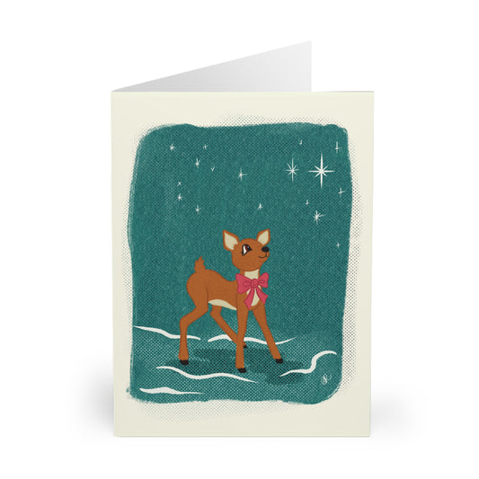 Star Gazing Reindeer Christmas Cards (5 Pack)