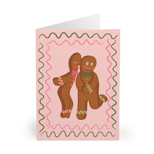 Kissing Gingerbread Men Christmas Cards (5 Pack)