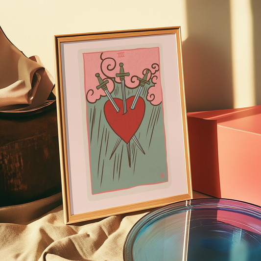 Three of Swords Tarot Card Wall Art
